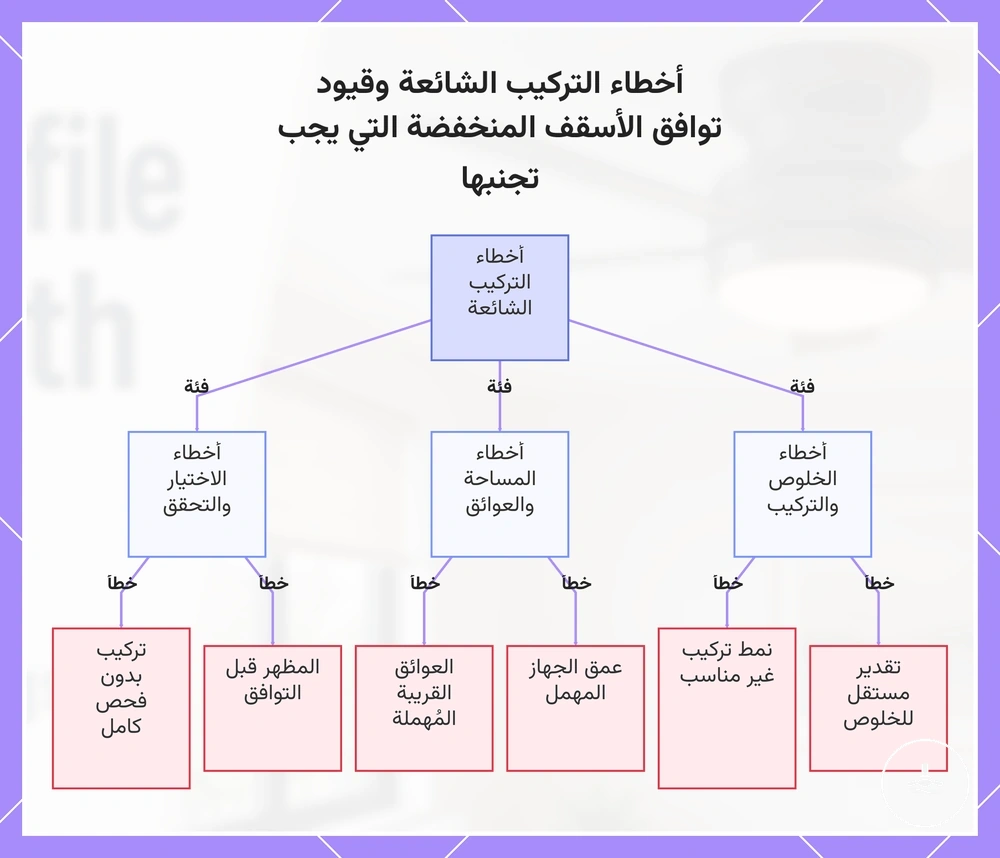 أخطاء التركيب الشائعة وقيود توافق الأسقف المنخفضة التي يجب تجنبها