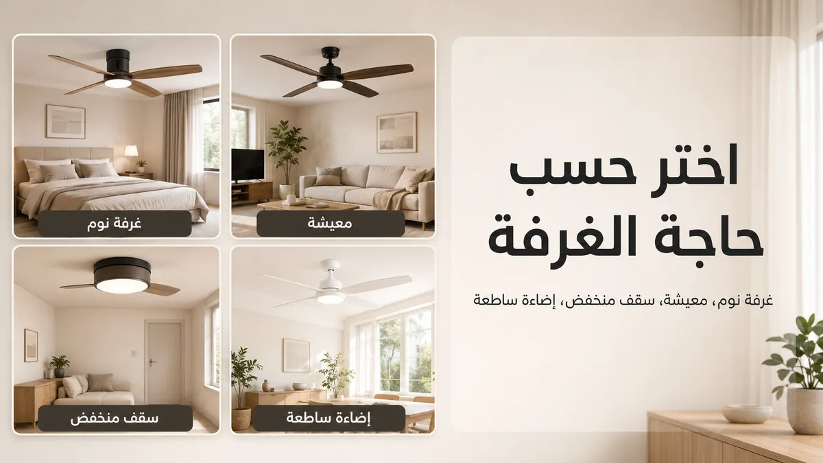 مراوح سقف بإضاءة مجمعة حسب احتياجات الغرف مثل غرفة النوم وغرفة المعيشة والسقف المنخفض والإضاءة الساطعة
