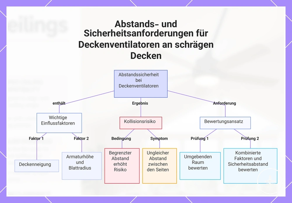 Abstands- und Sicherheitsanforderungen für Deckenventilatoren an schrägen Decken