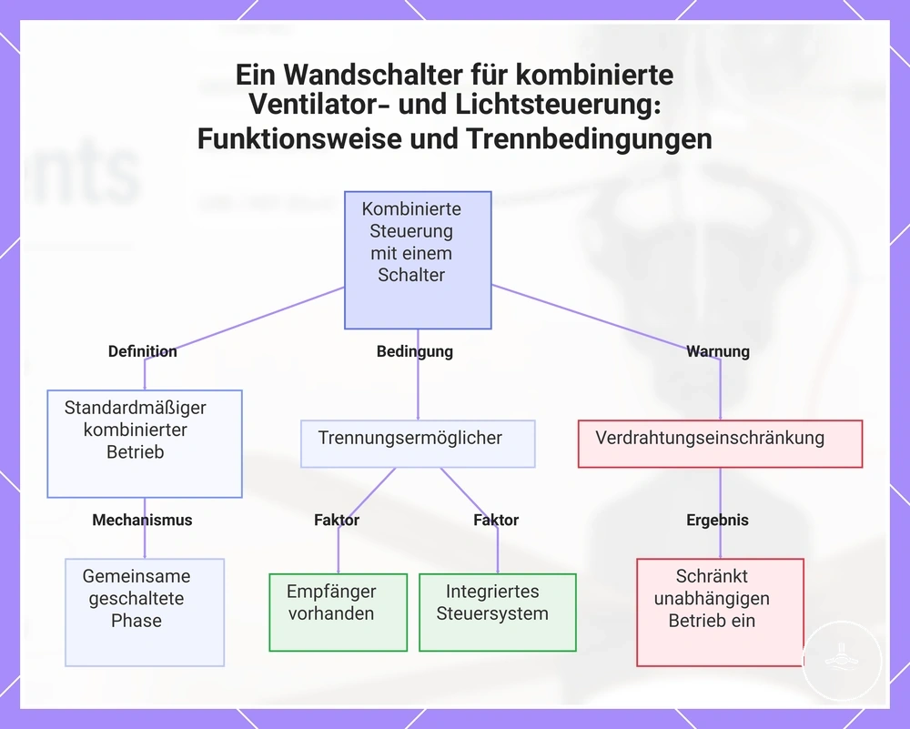 Ein Wandschalter für kombinierte Ventilator- und Lichtsteuerung: Funktionsweise und Trennbedingungen