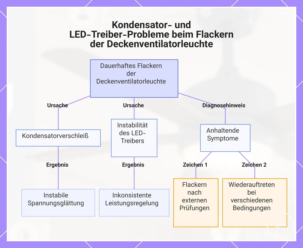 Kondensator- und LED-Treiber-Probleme beim Flackern der Deckenventilatorleuchte