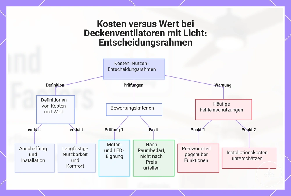 Kosten versus Wert bei Deckenventilatoren mit Licht: Entscheidungsrahmen