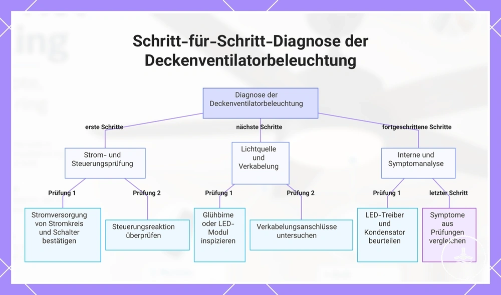 Schritt-für-Schritt-Diagnose der Deckenventilatorbeleuchtung