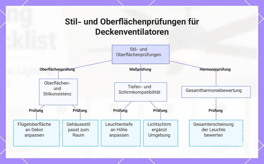 Stil- und Oberflächenprüfungen für Deckenventilatoren