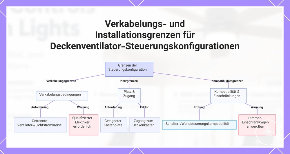 Verkabelungs- und Installationsgrenzen für Deckenventilator-Steuerungskonfigurationen