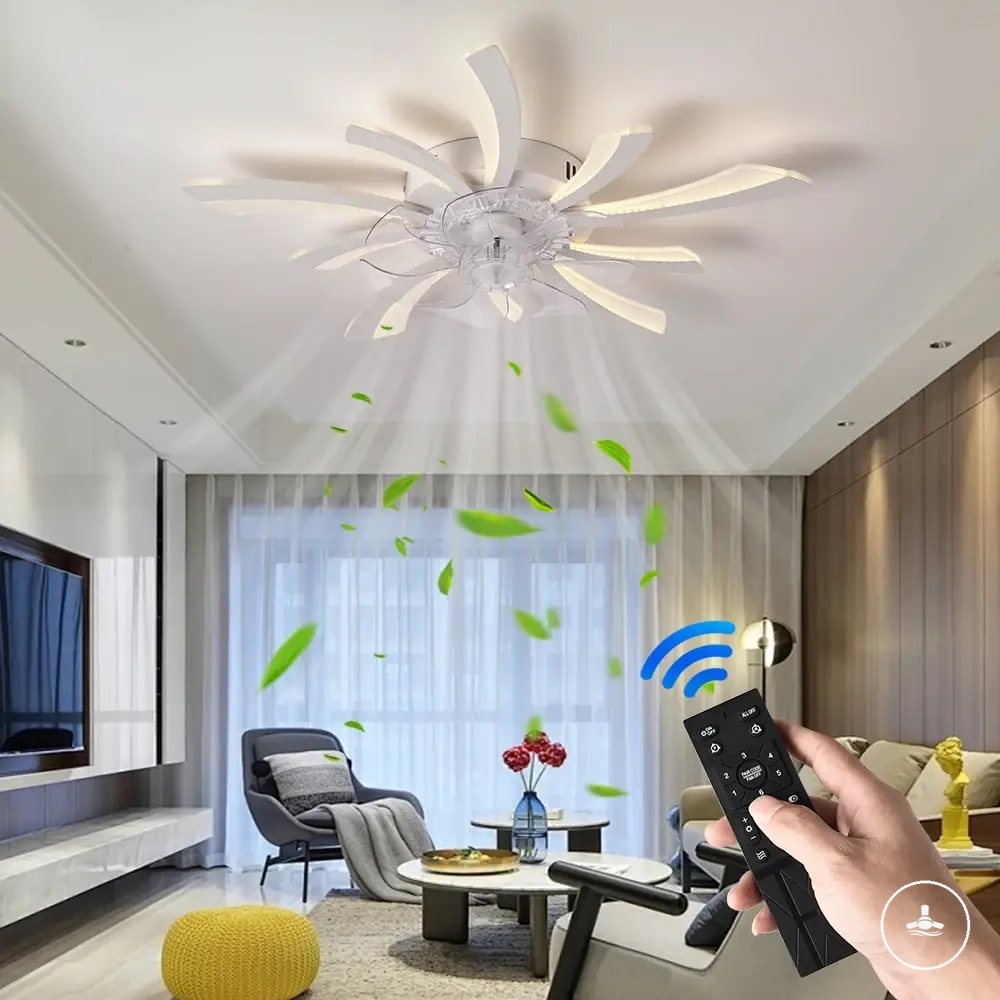 Dimmable ceiling fan with LED light, app control, and remote control