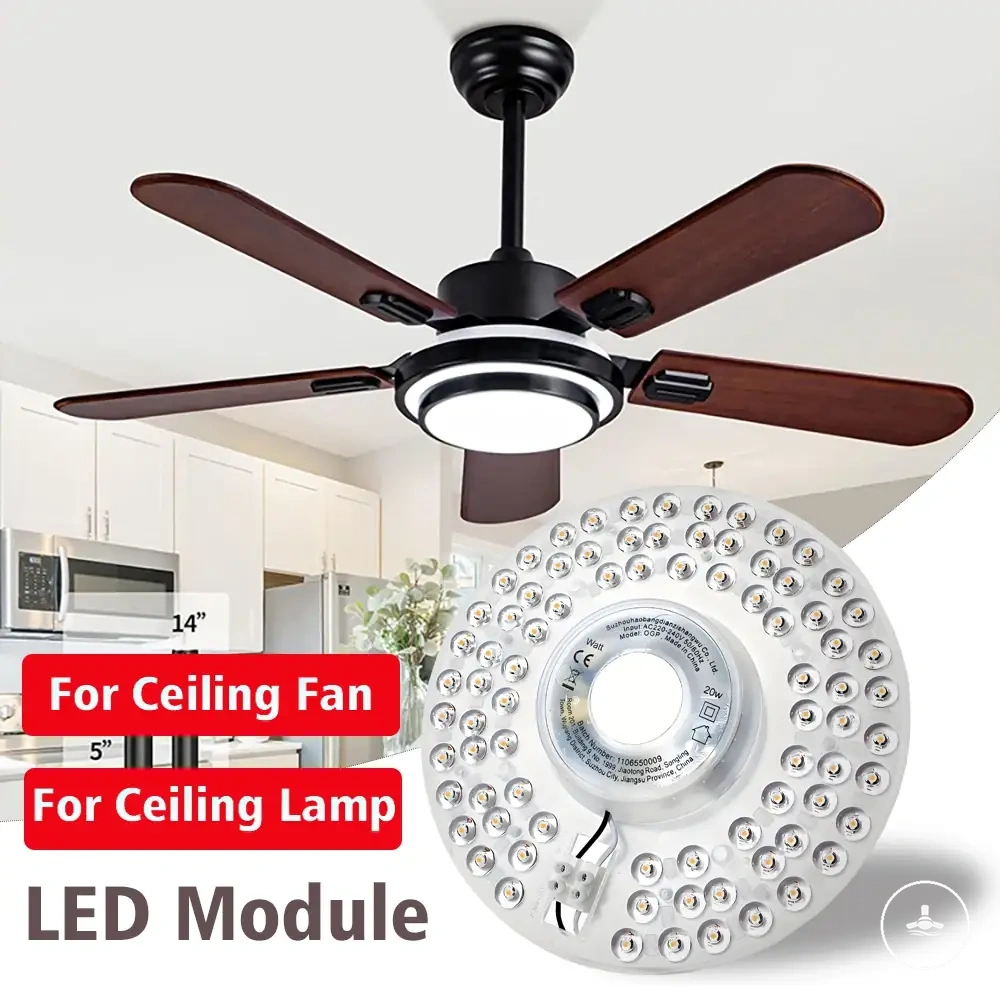 Round LED module for ceiling fan light kit replacement in multiple wattage options