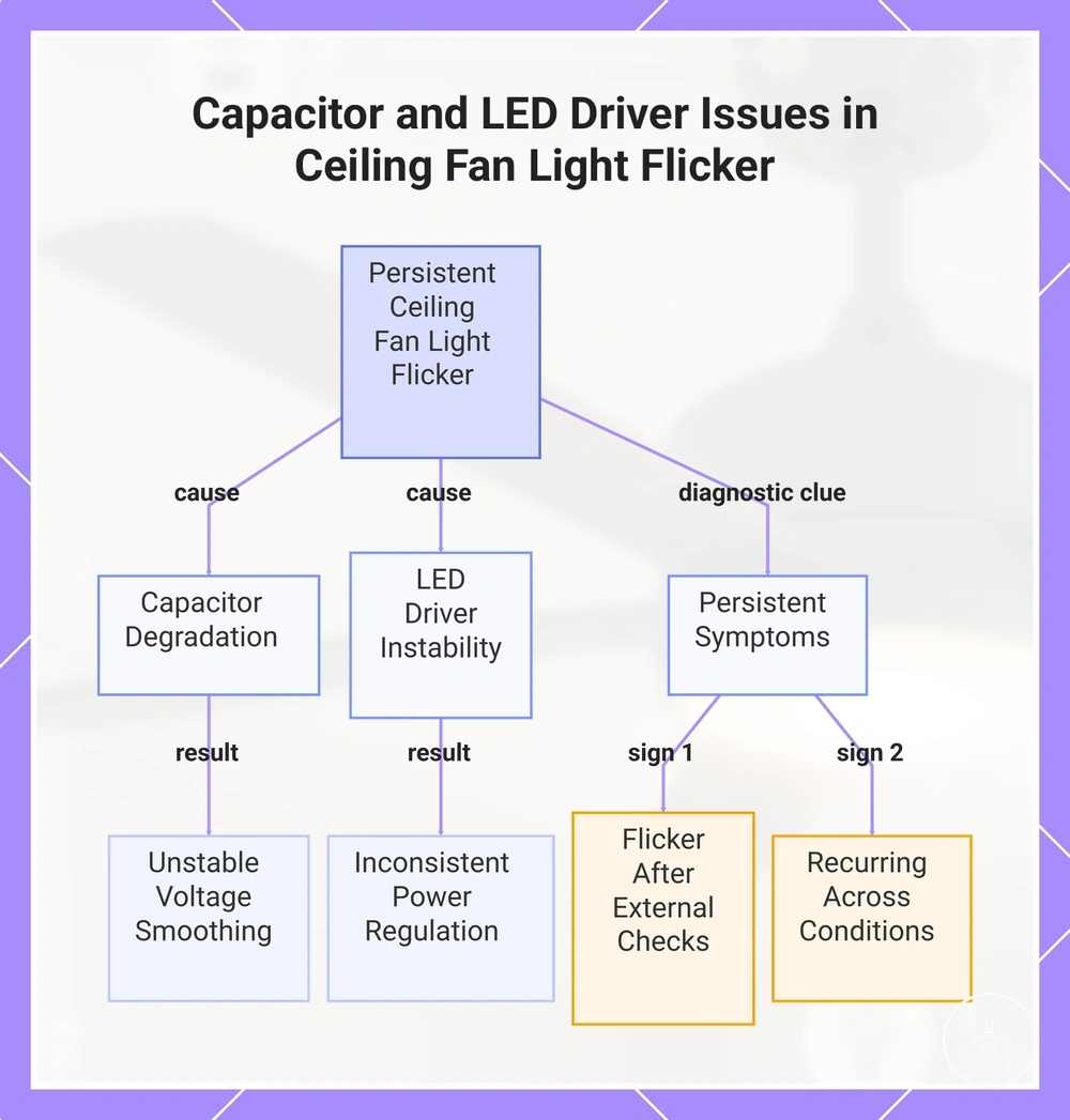 Capacitor and LED Driver Issues in Ceiling Fan Light Flicker