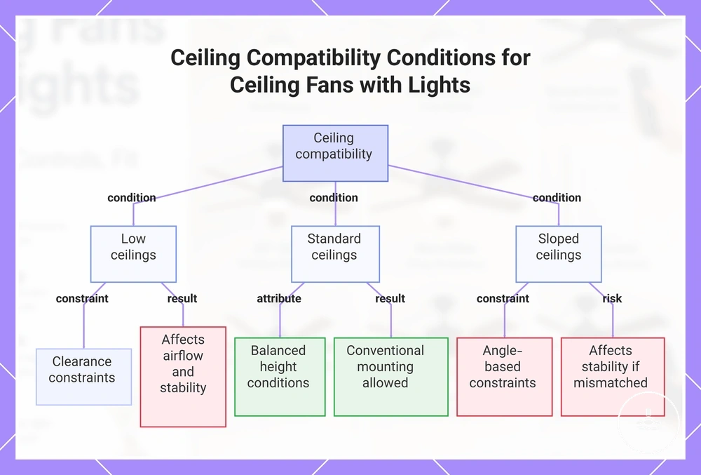 Ceiling Compatibility Conditions for Ceiling Fans with Lights
