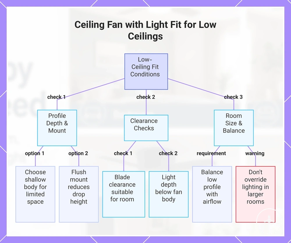 Ceiling Fan with Light Fit for Low Ceilings
