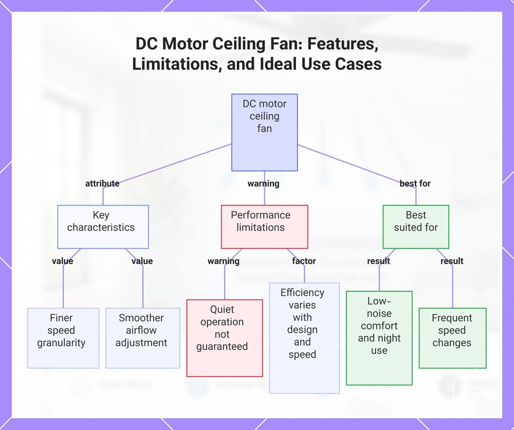 DC Motor Ceiling Fan: Features, Limitations, and Ideal Use Cases