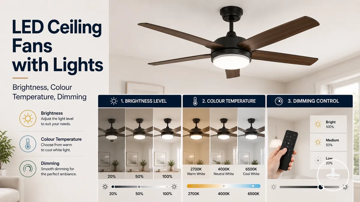 Ceiling fans with lights compared by blade span and room coverage size