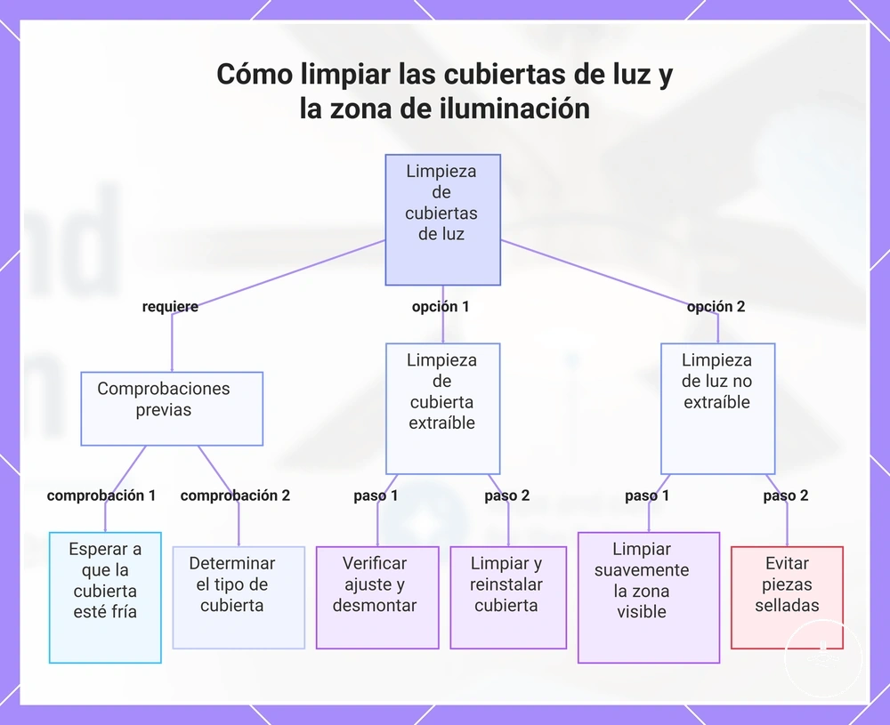 Cómo limpiar las cubiertas de luz y la zona de iluminación