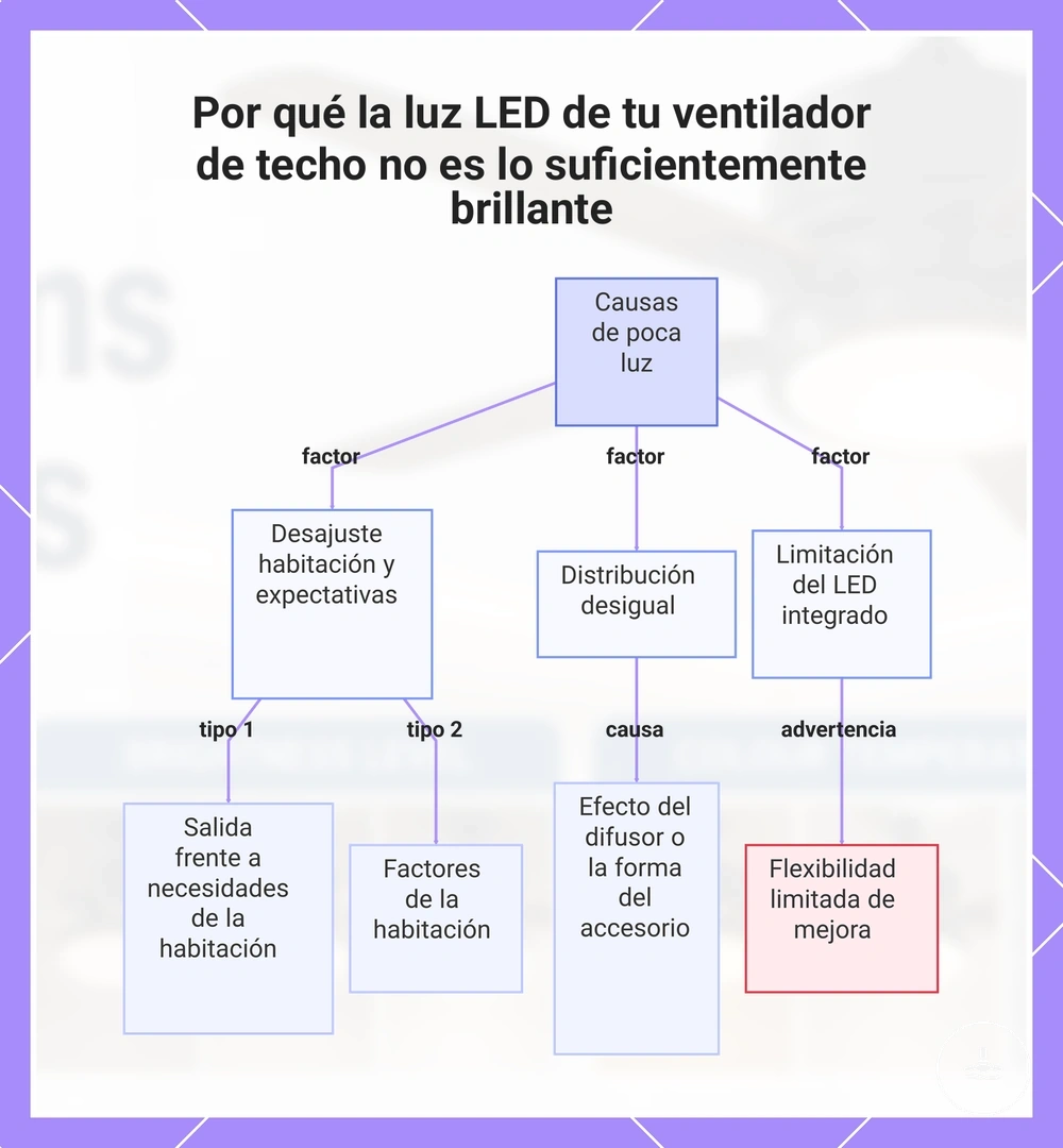 Por qué la luz LED de tu ventilador de techo no es lo suficientemente brillante