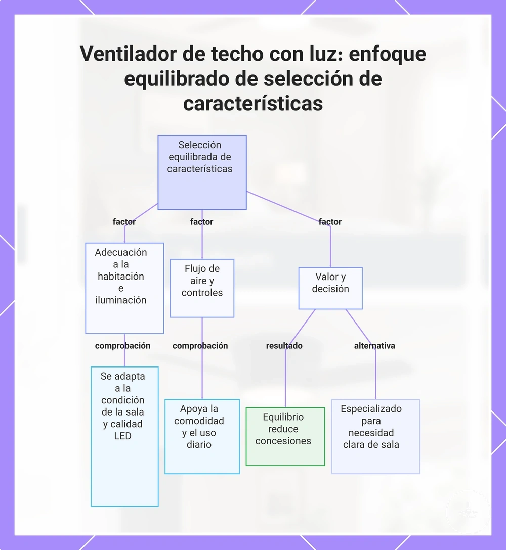 Ventilador de techo con luz: enfoque equilibrado de selección de características