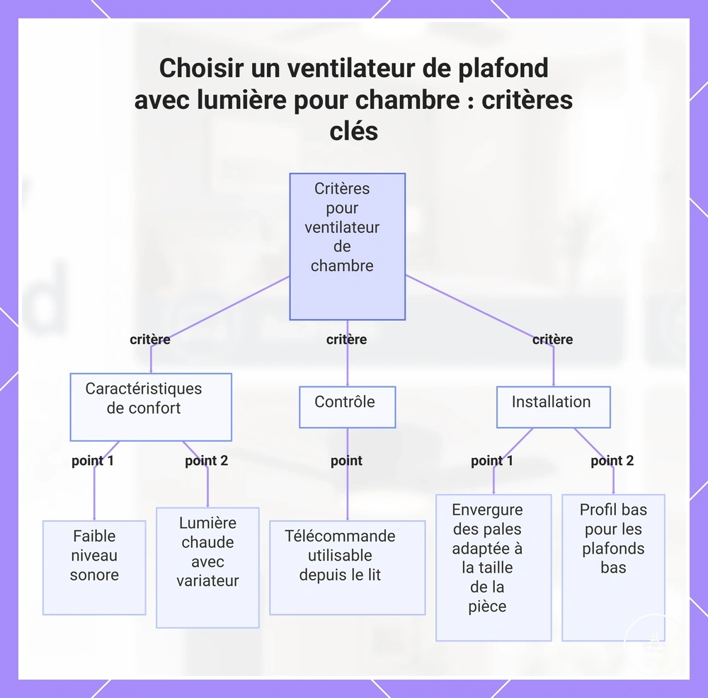 Choisir un ventilateur de plafond avec lumière pour chambre : critères clés