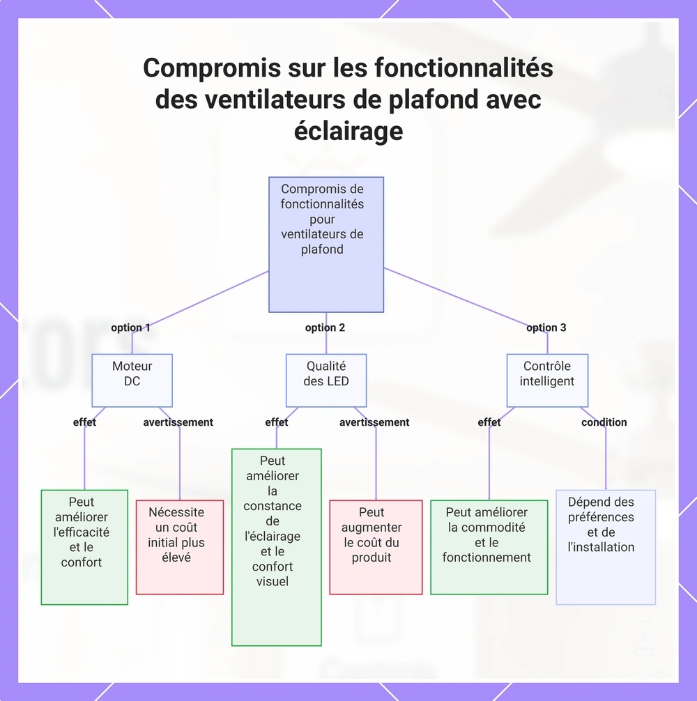 Compromis sur les fonctionnalités des ventilateurs de plafond avec lumière