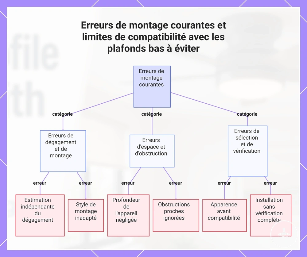 Erreurs de montage courantes et limites de compatibilité avec les plafonds bas à éviter