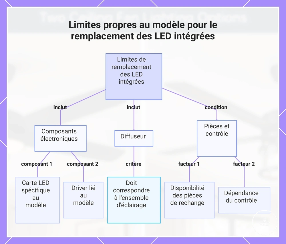 Limites propres au modèle pour le remplacement des LED intégrées