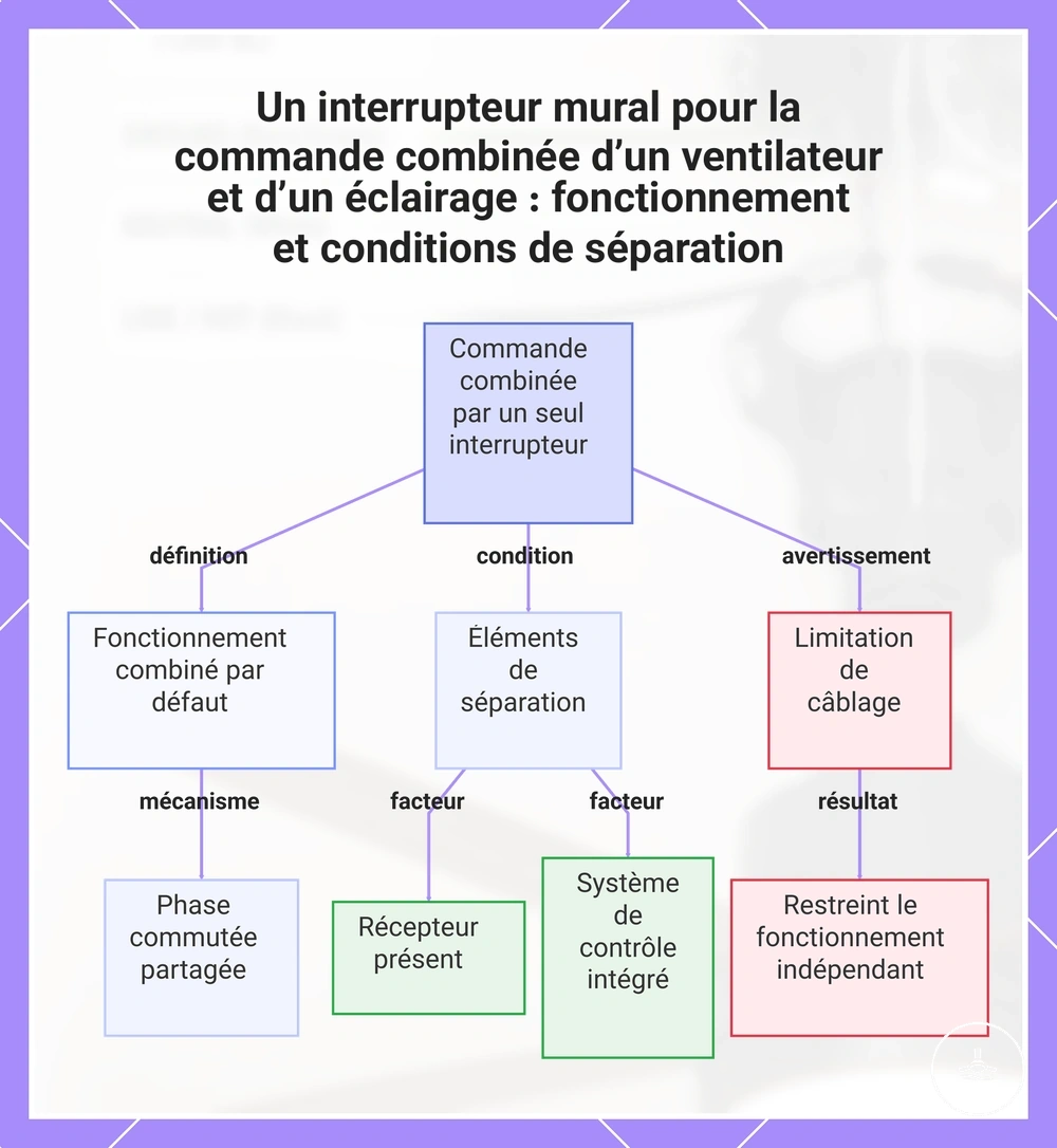 Un interrupteur mural pour la commande combinée d’un ventilateur et d’un éclairage : fonctionnement et conditions de séparation