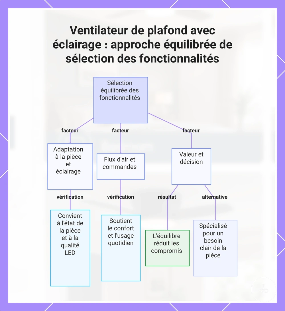 Ventilateur de plafond avec éclairage : approche équilibrée de sélection des fonctionnalités