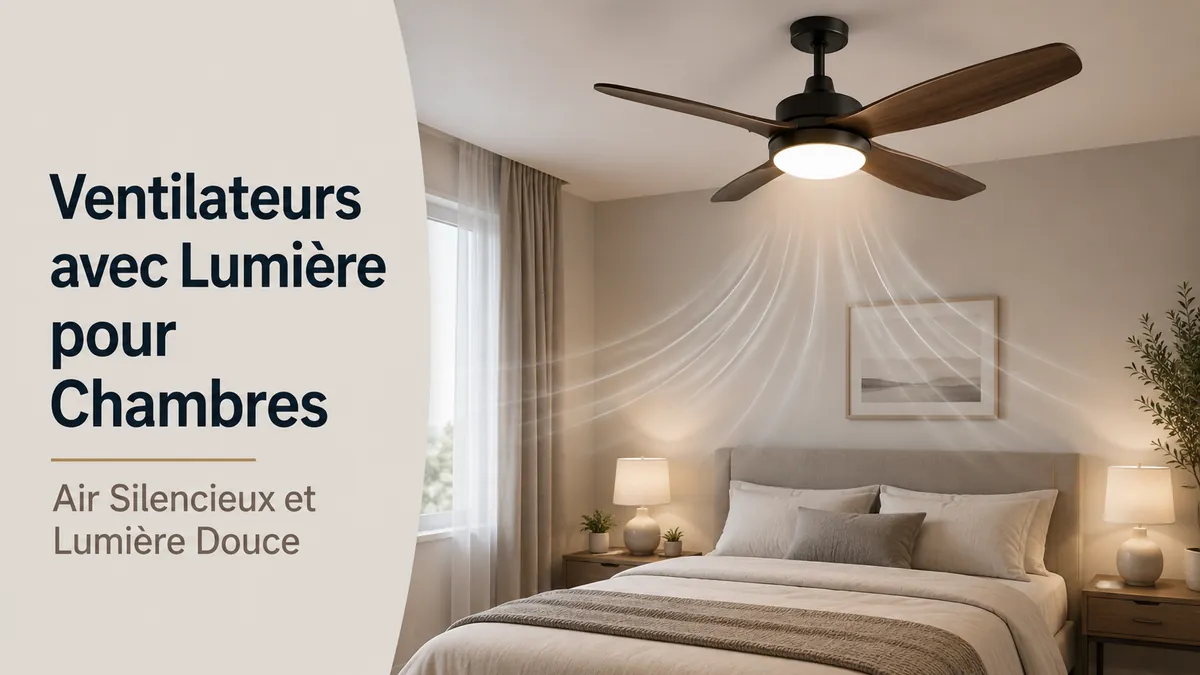 Ventilateur de plafond avec lumière pour chambre offrant un flux d’air silencieux et une lumière douce au-dessus du lit