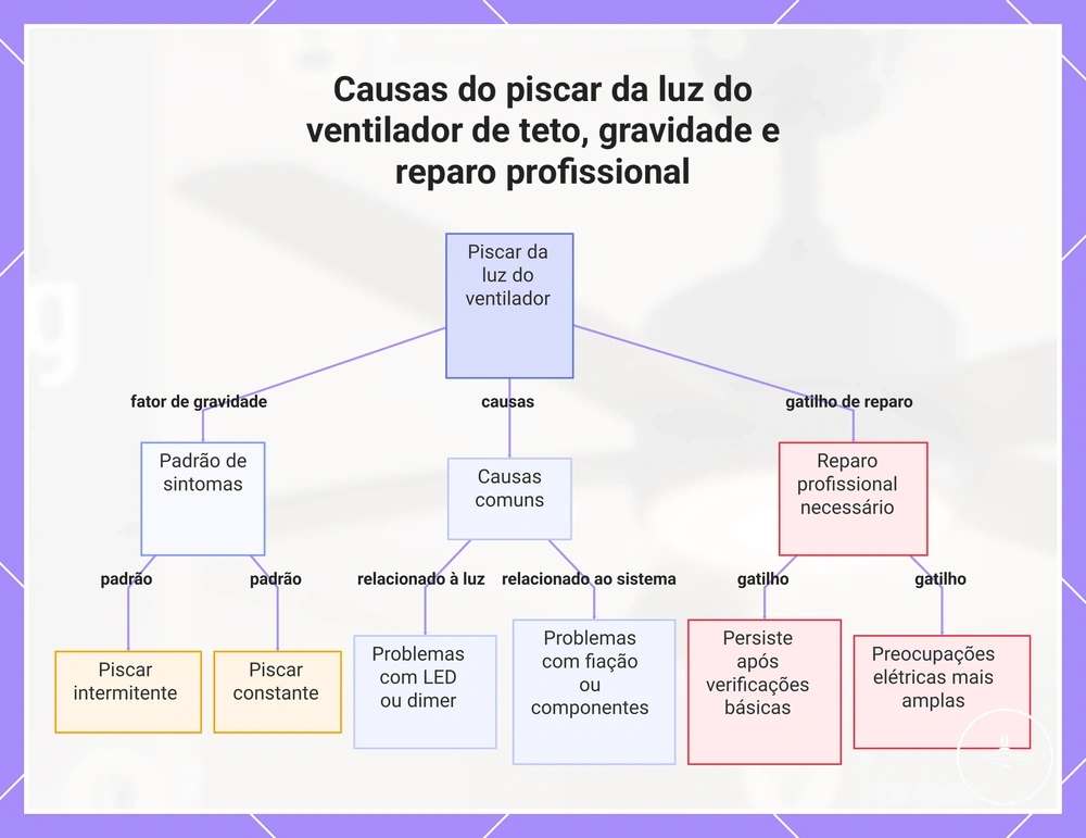 Causas do piscar da luz do ventilador de teto, gravidade e reparo profissional