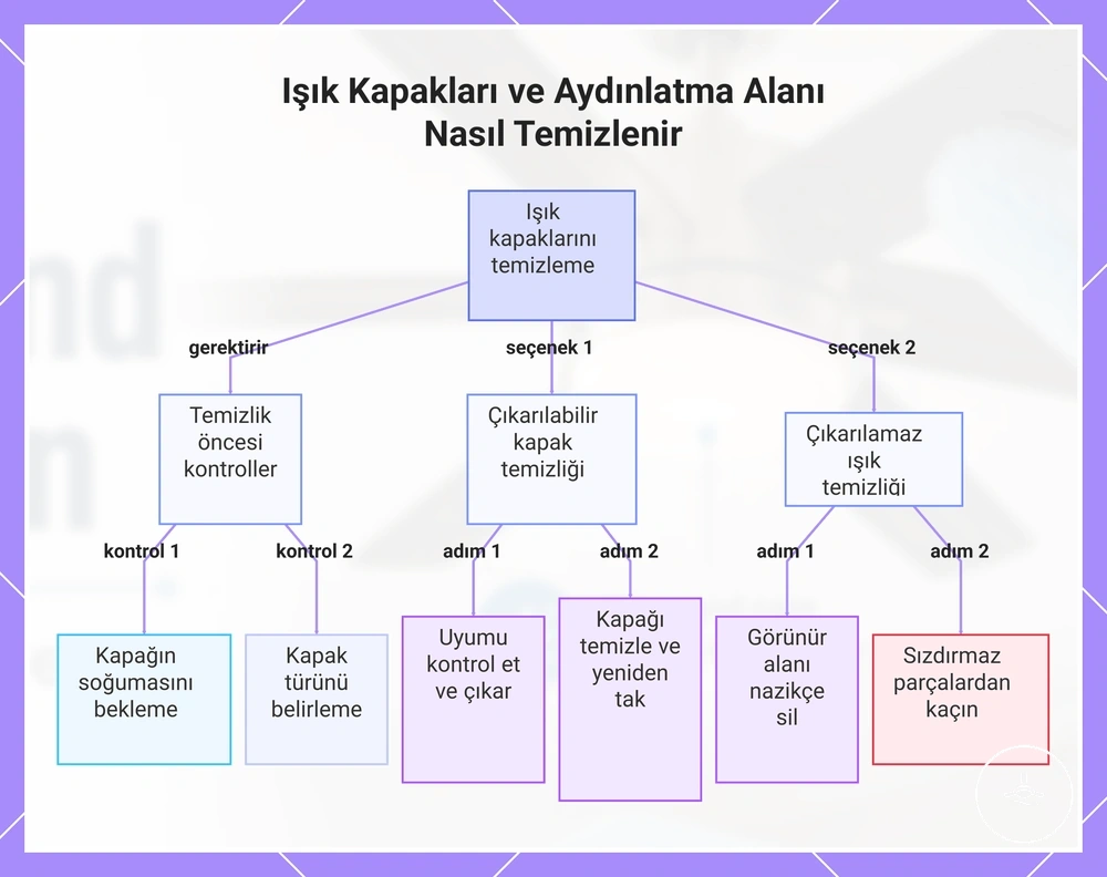 Lamba kapağı ve aydınlatma alanının güvenli temizleme adımları