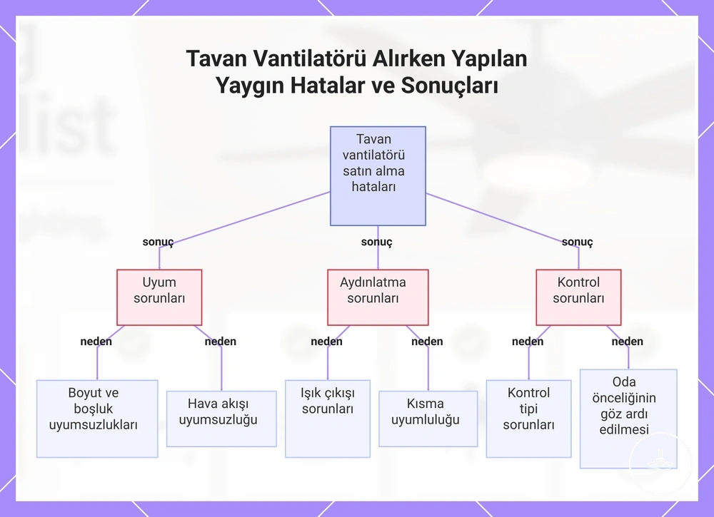 Tavan Vantilatörü Alırken Yapılan Yaygın Hatalar ve Sonuçları