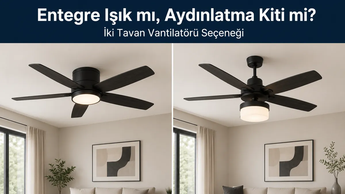 Entegre LED ışıklı tavan vantilatörü ile ayrı aydınlatma kitli tavan vantilatörünün karşılaştırması