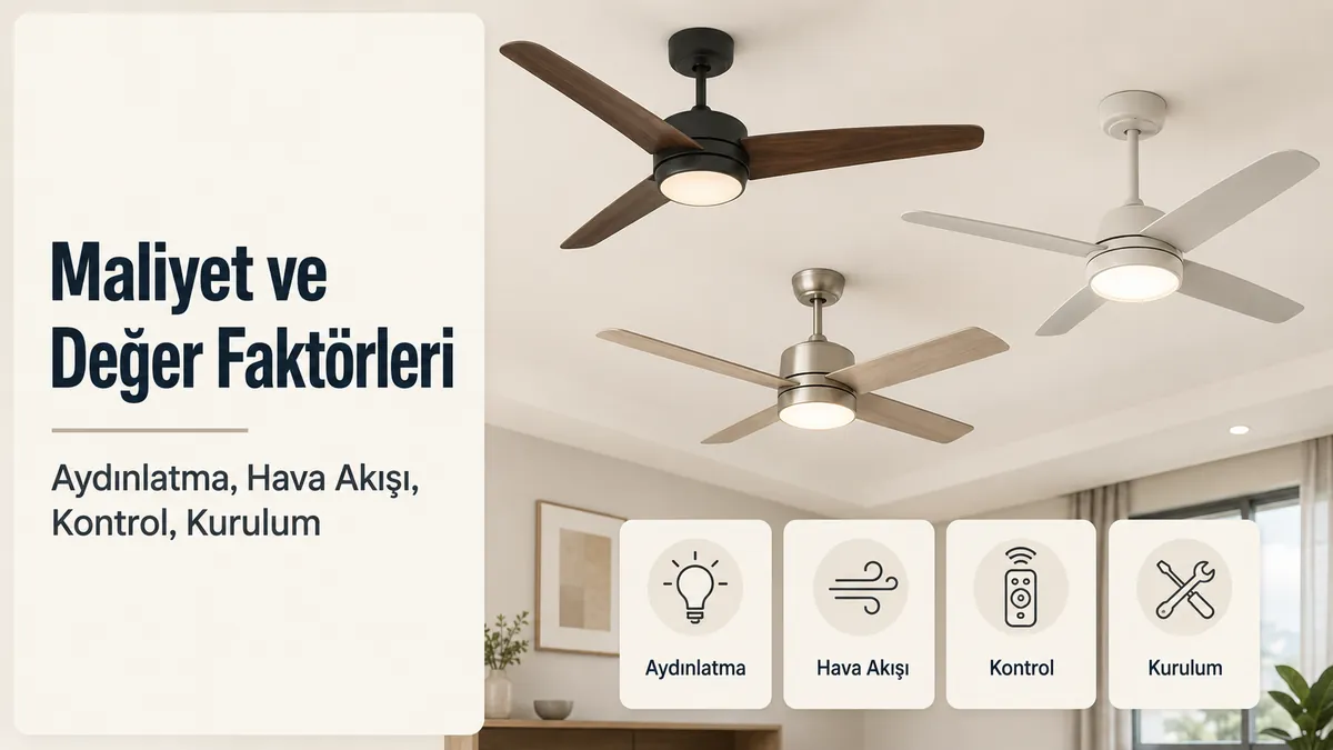 Aydınlatma, hava akışı, kontroller ve kurulum ihtiyacına göre düzenlenmiş ışıklı tavan vantilatörleri