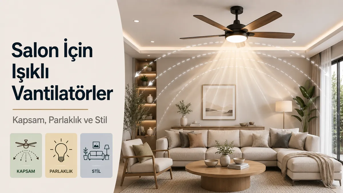 Geniş oda kapsamı, parlak aydınlatma ve dekoratif stil sunan salon için ışıklı tavan vantilatörü
